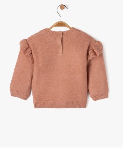 Pull grosse maille torsadée à volants bébé fille